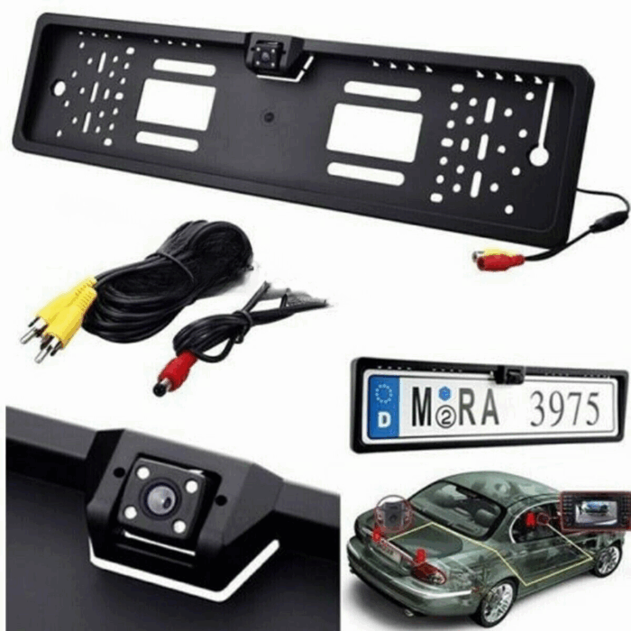 Porta Targa con Telecamera Posteriore Visuale 170° Retromarcia con Visione Notturna Portatarga per Auto