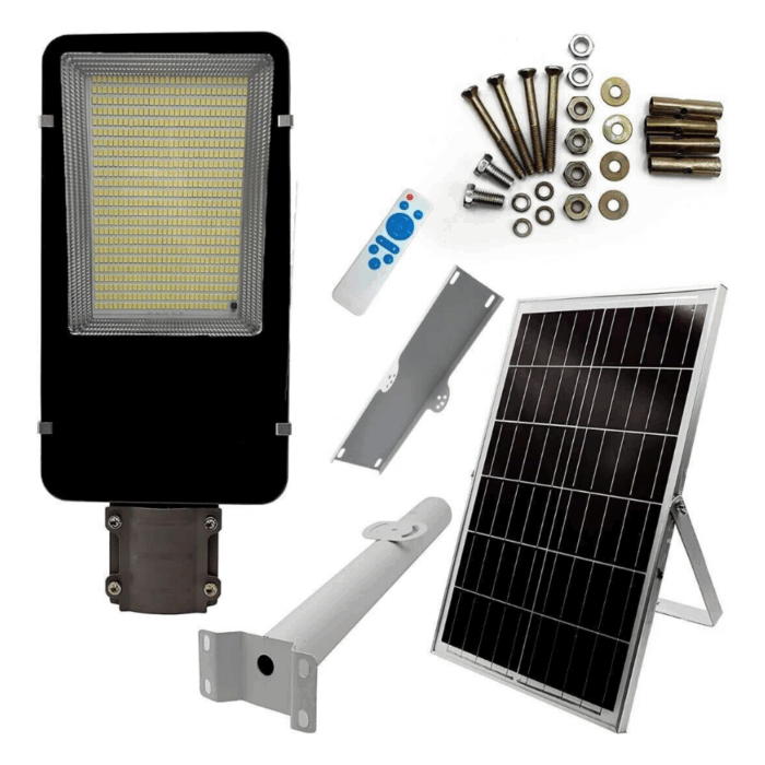 Lampione Solare 1000W Stradale | Crepuscolare, IP67, Kit Completo con Pannello Separato