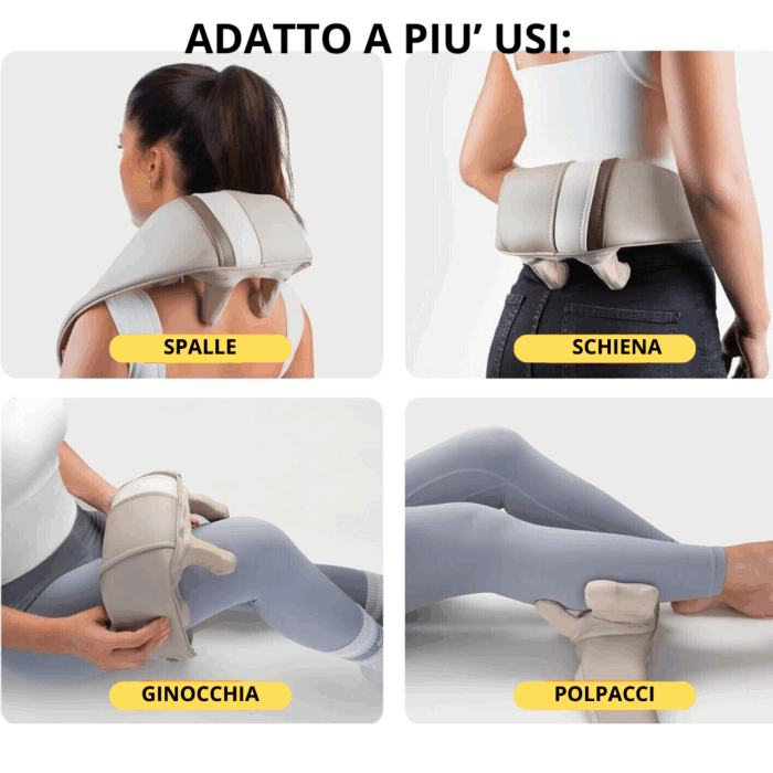 Massaggiatore Cervicale e Spalle Shiatsu – Con Calore 3D, Valvole Rotanti per Schiena, Gambe e Glutei