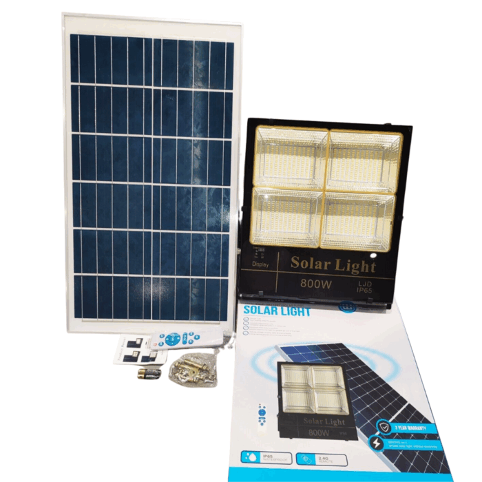Faro Solare 800W Crepuscolare IP65 Luce bianca, Naturale, Calda per Esterni con Telecomando