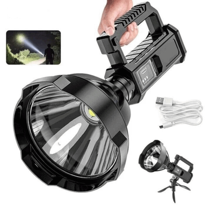 Torcia 150W Luce Bianca Lampada a Raggio Lungo 500m USB con Accessori