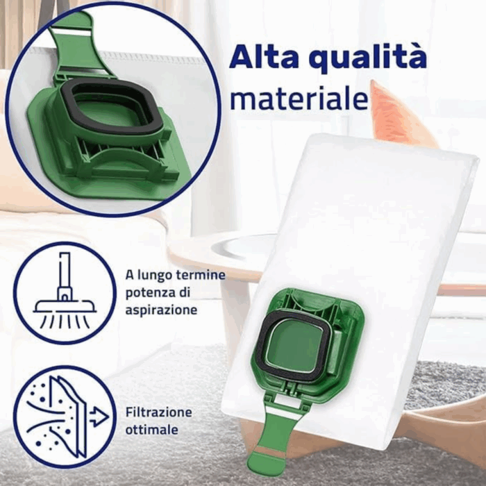 Kit 6 Sacchetti per Aspirapolvere Folletto VK140 - VK150 | Ricambio Compatibile Top Quality