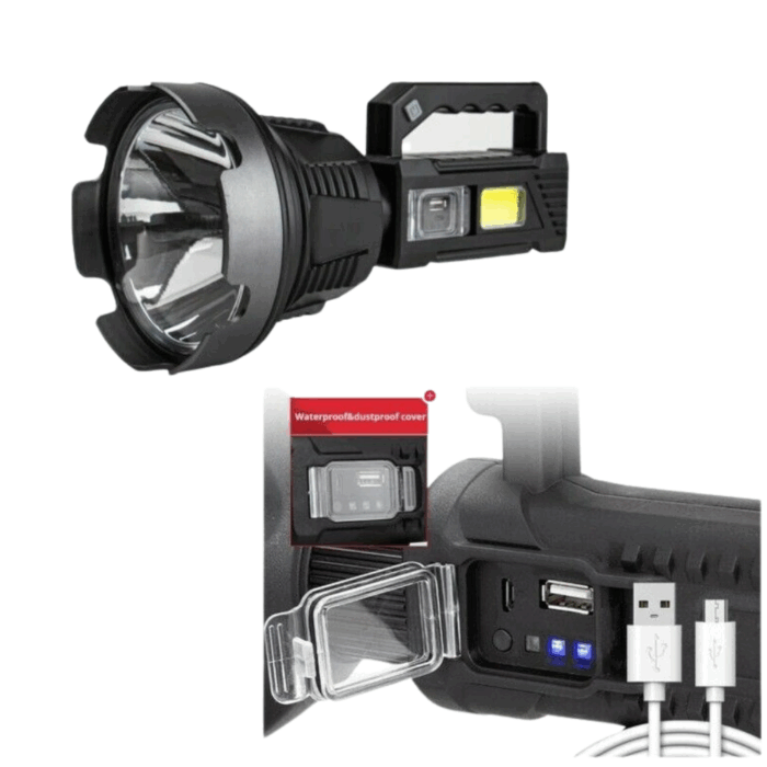 Torcia 150W Luce Bianca Lampada a Raggio Lungo 500m USB con Accessori