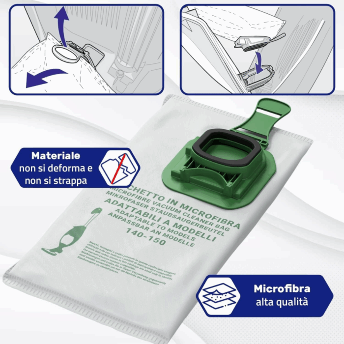 Kit 6 Sacchetti per Aspirapolvere Folletto VK140 - VK150 | Ricambio Compatibile Top Quality