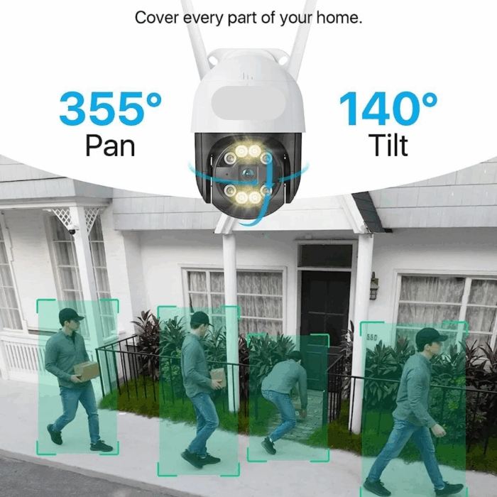 Kit 8 Telecamere Wi-Fi Motorizzate 360°| Videosorveglianza Infrarossi Audio
