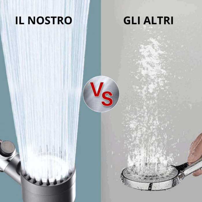 Soffione Doccia Getto Pressurizzato 3 Modalità Regolabili, Massaggiante Pelle e Cuoio Capelluto
