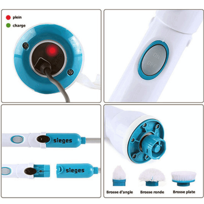 Spazzola Rotante 4 in 1 Scrubber a Batteria 26V Diverse Altezze per Pulizia Profonda Pavimenti, Pareti