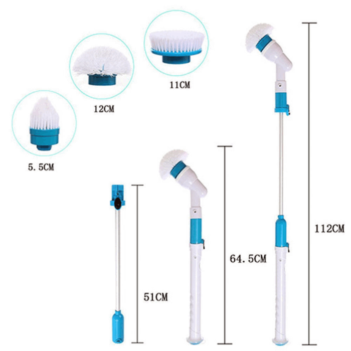 Spazzola Rotante 4 in 1 Scrubber a Batteria 26V Diverse Altezze per Pulizia Profonda Pavimenti, Pareti