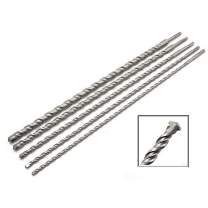 Set 5 Pz Punte Trapano SDS Plus Widia Cemento Pietra 10-12-16-20-24x600mm