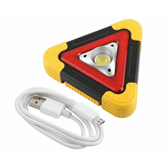 Triangolo di Emergenza Stradale COB a LED, USB, Ricarica Solare 30, Soccorso Auto e Moto
