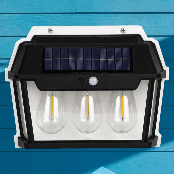 Appliques Solari 3 Lampadine LED Lampada da Parete Sensore Crepuscolare e Movimento Luce Calda