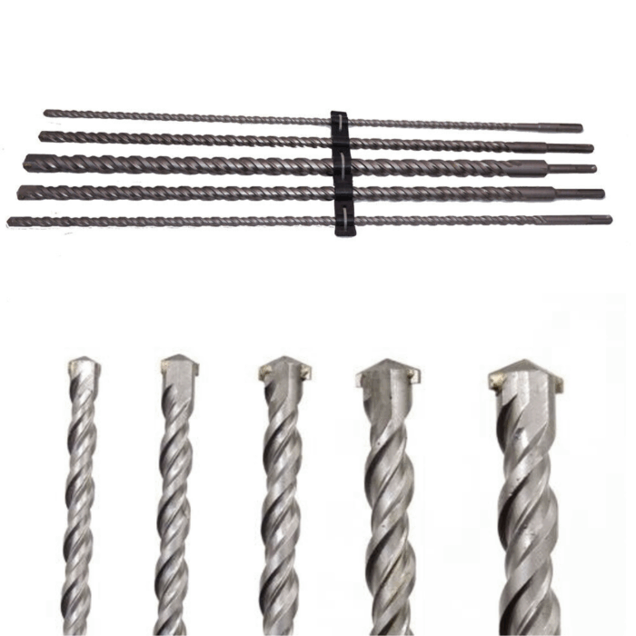 Set 5 Pz Punte Trapano SDS Plus Widia Cemento Pietra 10-12-16-20-24x600mm