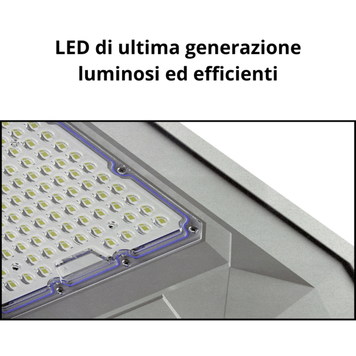 Lampione Stradale 1200W a Ricarica Solare, Pannello Crepuscolare IP67 Luce Bianca Fredda per Esterni