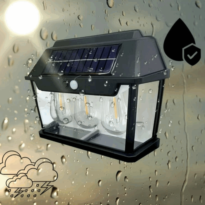 Appliques Solari 3 Lampadine LED Lampada da Parete Sensore Crepuscolare e Movimento Luce Calda