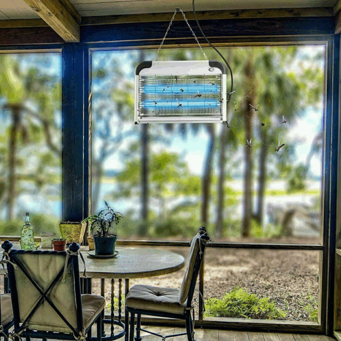 Zanzariera Elettrica Lampada 2 Tubi Luminosi UV per Insetti con Catena, Casa e Giardino
