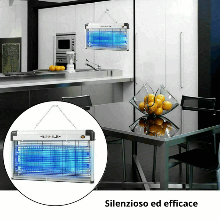 Zanzariera Elettrica Lampada 2 Tubi Luminosi UV per Insetti con Catena, Casa e Giardino