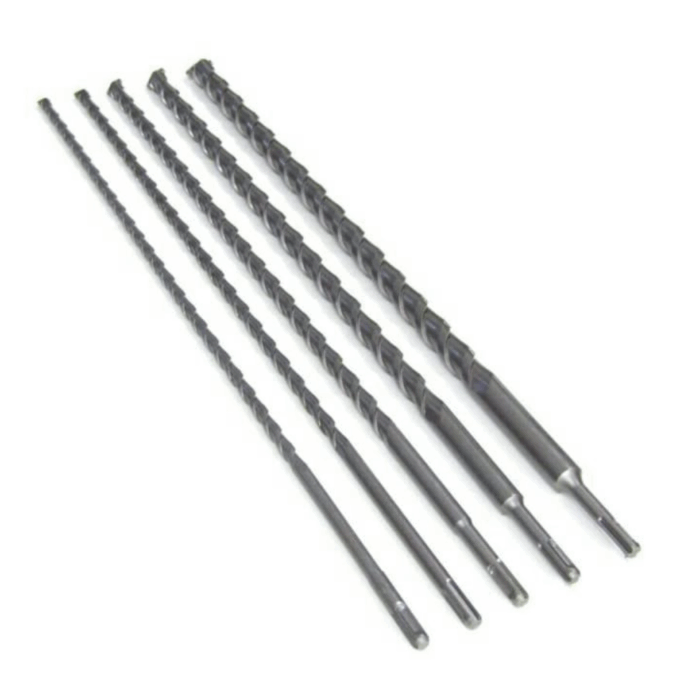 Set 5 Pz Punte Trapano SDS Plus Widia Cemento Pietra 10-12-16-20-24x600mm