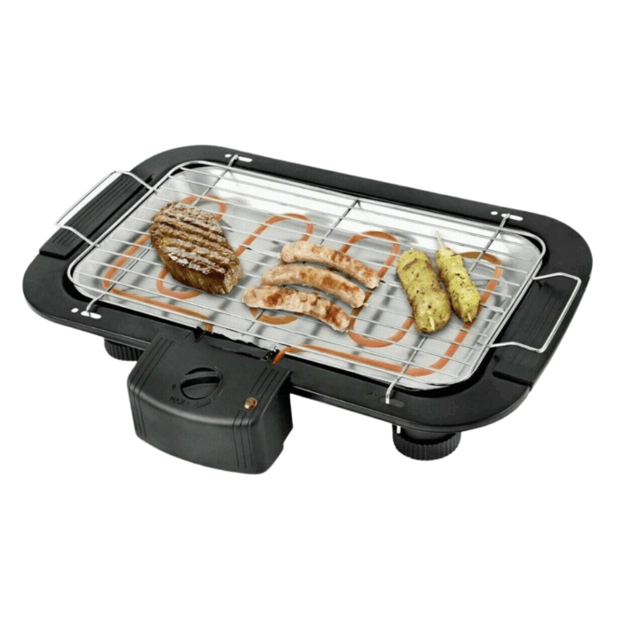 Barbecue Elettrico 2 in 1 BBQ Bistecchiera 2000W Grill 2 Ripiani con Piedistallo per Carne, Pesce, Verdure