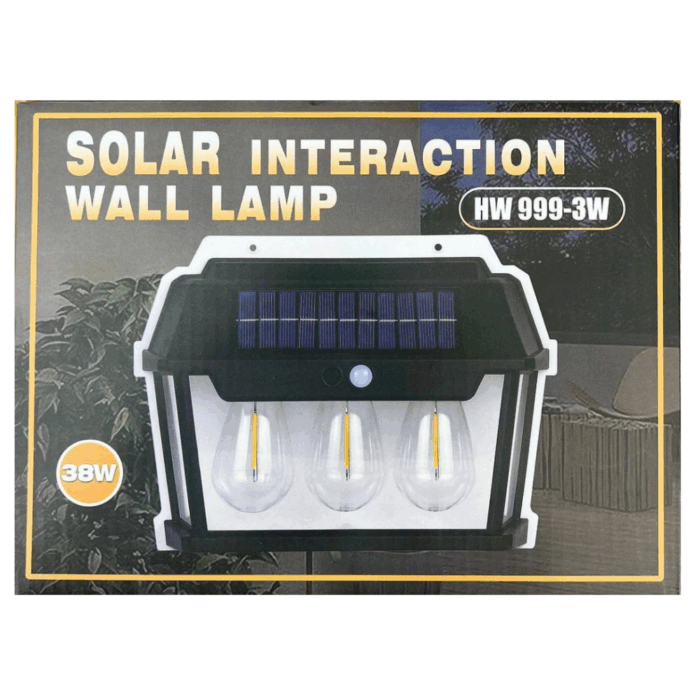 Appliques Solari 3 Lampadine LED Lampada da Parete Sensore Crepuscolare e Movimento Luce Calda
