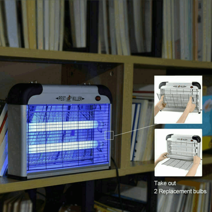 Zanzariera Elettrica Lampada 2 Tubi Luminosi UV per Insetti con Catena, Casa e Giardino