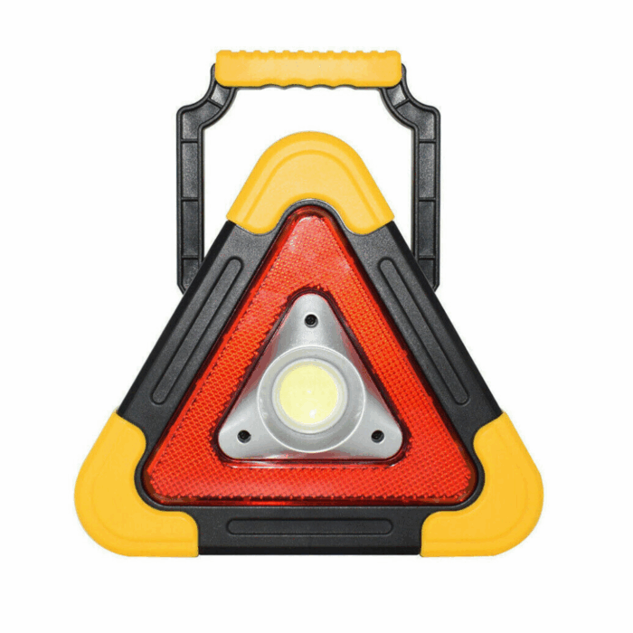 Triangolo di Emergenza Stradale COB a LED, USB, Ricarica Solare 30, Soccorso Auto e Moto