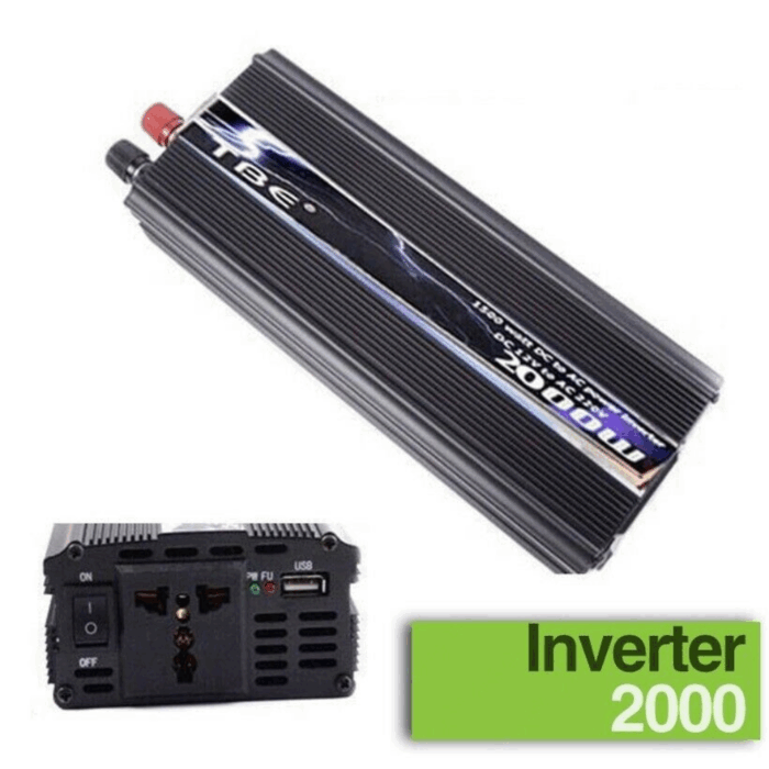 Inverter da 2000W 12V 220V Portatile con Pinze per Impianto Fotovoltaico, Auto, Camper, Barca