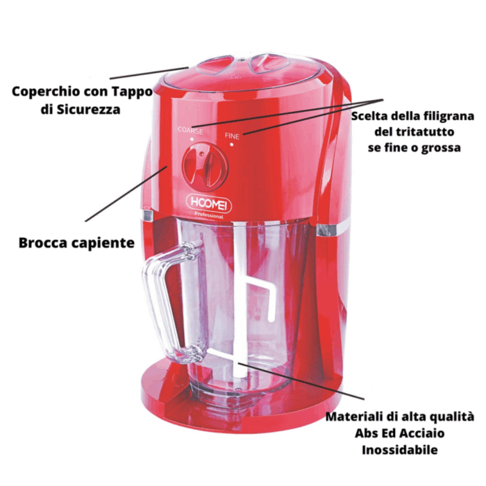 Macchina Tritaghiaccio con Lame in Acciaio per Cubetti di Ghiaccio, Cocktail, Drink, Frullati con Contenitore