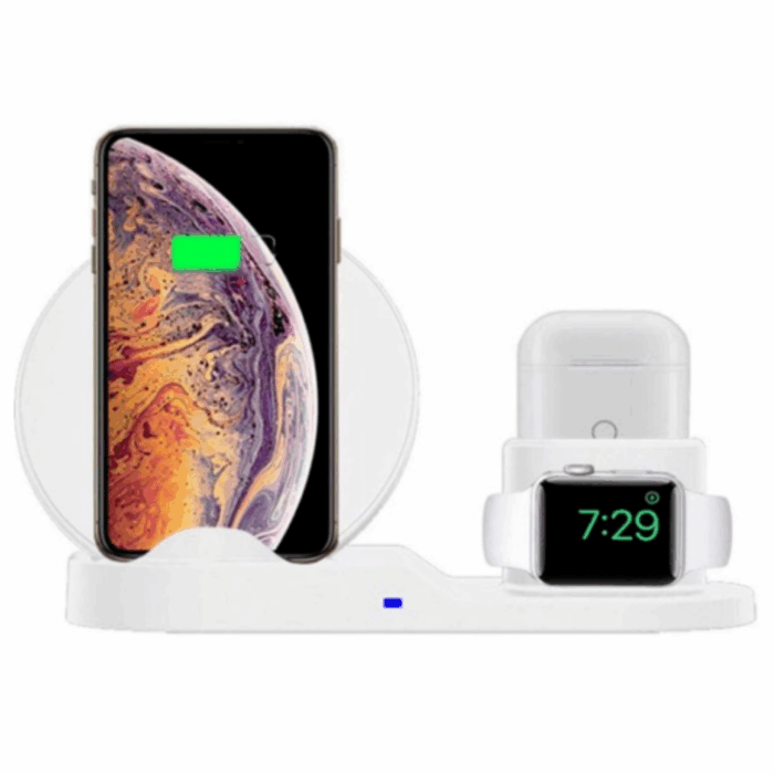 Caricabatterie Veloce 3 in 1 Wireless | Carica Smartphone, Auricolari e Smartwatch Senza Fili e in Mobilità