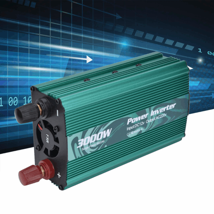 Inverter da 3000W 12V 220V Portatile con Pinze per Impianto Fotovoltaico, Auto, Camper, Barca