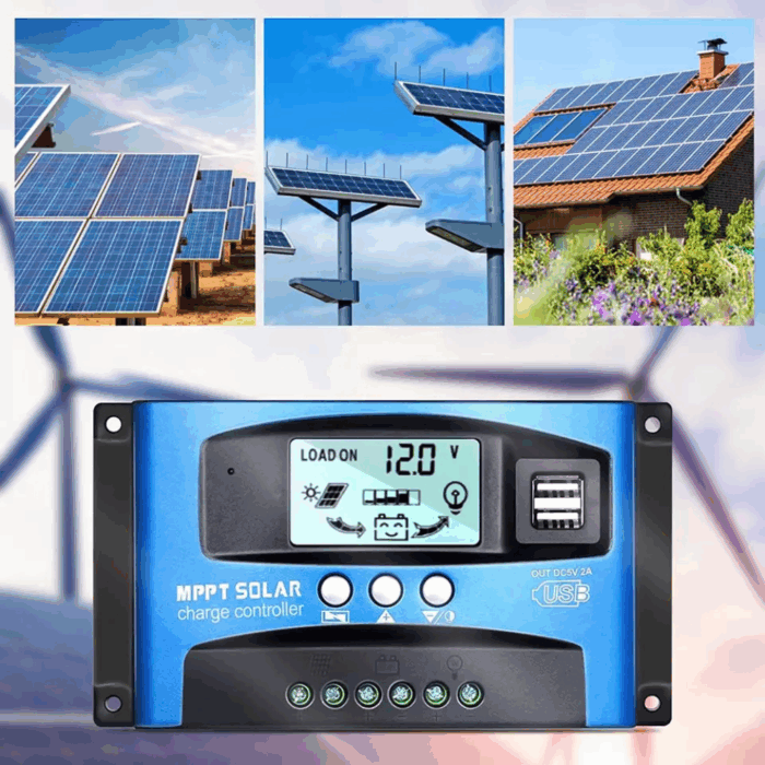 Regolatore di Carica 60A Controller Pannelli Solari 12/24V USB Automatico Fotovoltaico