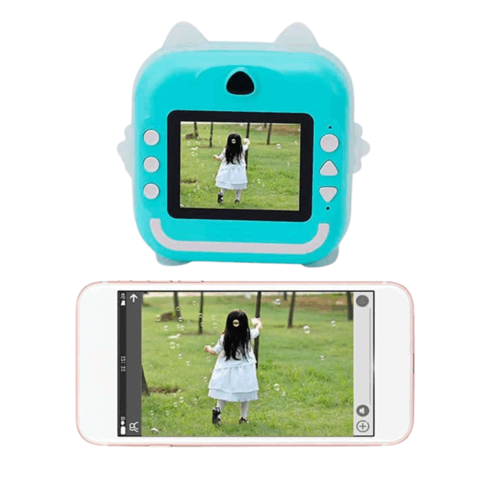 Stampante Istantanea per Bambini Doppia Lente Digitale Bianco e Nero 1080p, Foto, Video, Giochi