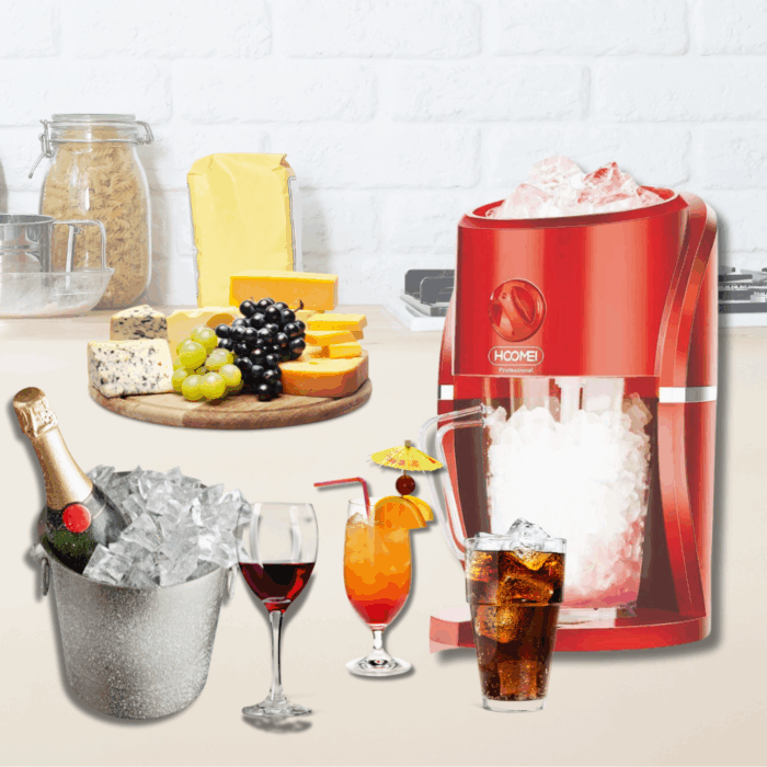 Macchina Tritaghiaccio con Lame in Acciaio per Cubetti di Ghiaccio, Cocktail, Drink, Frullati con Contenitore
