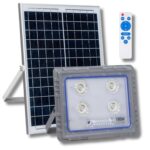 Faro Solare 100W Slim Sensore Crepuscolare IP66 per Esterni con Telecomando