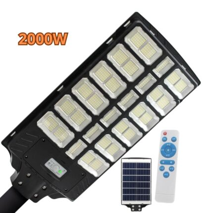 Lampione Solare 2000W Crepuscolare | IP67 Impermeabile, Luce Bianca + Staffa Gratis