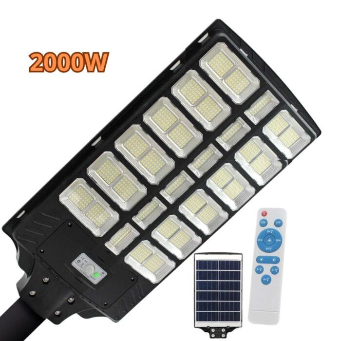 Lampione Solare 2000W Crepuscolare | IP67 Impermeabile, Luce Bianca + Staffa Gratis