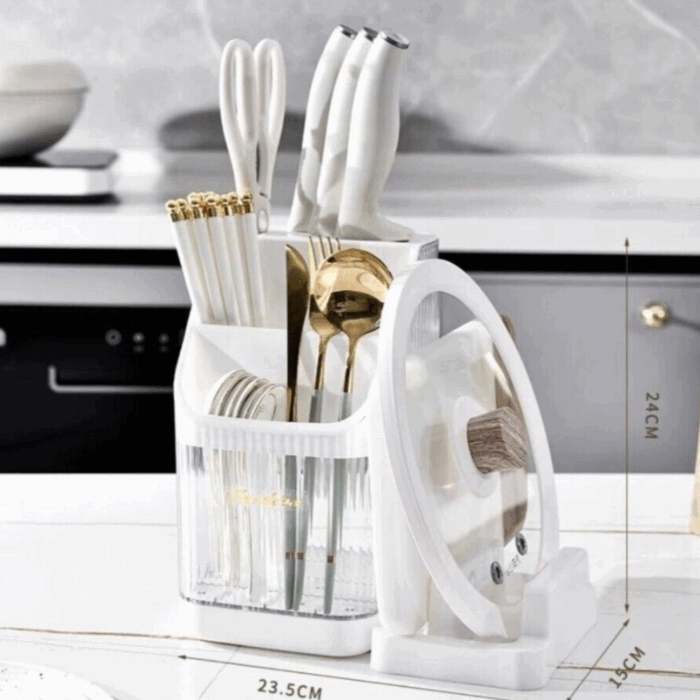 Portaposate e Porta Coperchio 2 in 1, Design Moderno per Cucina, Posate