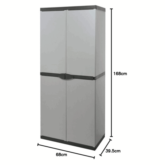 Armadio 2 Ante Portascope con Ripiani, Mobiletto per Esterni e Interni in Resina PVC, Portaoggetti