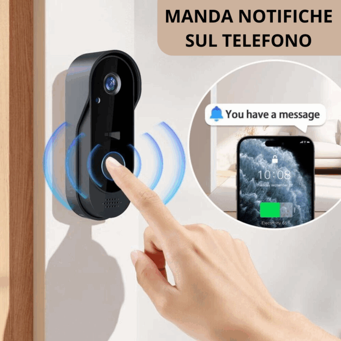 Campanello Wireless con Videocamera Applicazione sul Cellulare, Sicurezza della Casa per Porta, Portone