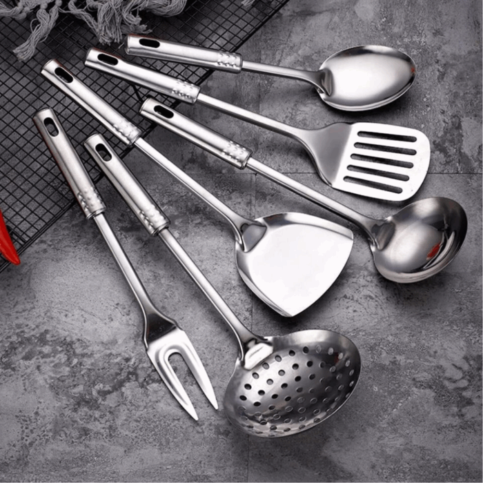 Set 6 Pezzi da Cucina Stand in Acciaio Inox Mensili Utensili per la Casa