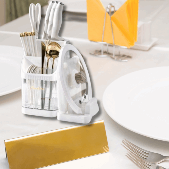 Portaposate e Porta Coperchio 2 in 1, Design Moderno per Cucina, Posate