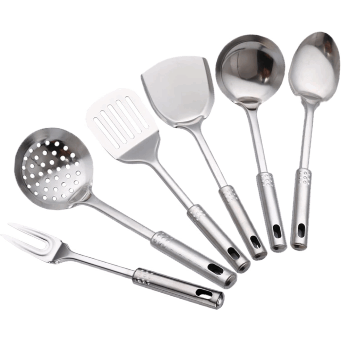 Set 6 Pezzi da Cucina Stand in Acciaio Inox Mensili Utensili per la Casa