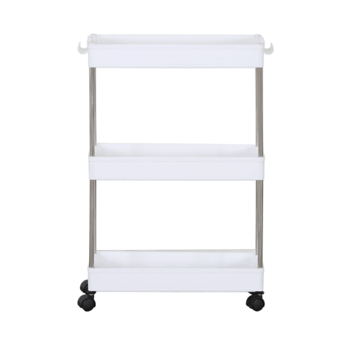 Carrello Portaoggetti 3 Ripiani con Ruote Salvaspazio, Mensole Stretto per Bagno, Cucina, Ufficio