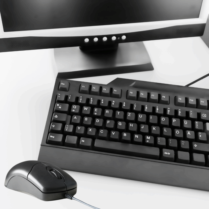 Tastiera QWERTY con Mouse Ambidestro, Tasti Ergonomici per Computer PC TV