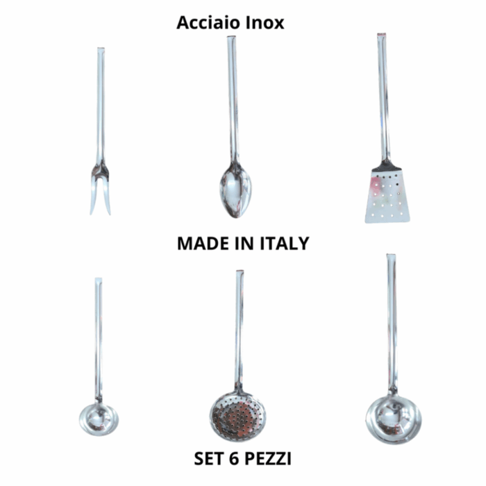 Set 6 Pezzi da Cucina Stand in Acciaio Inox Mensili Utensili per la Casa