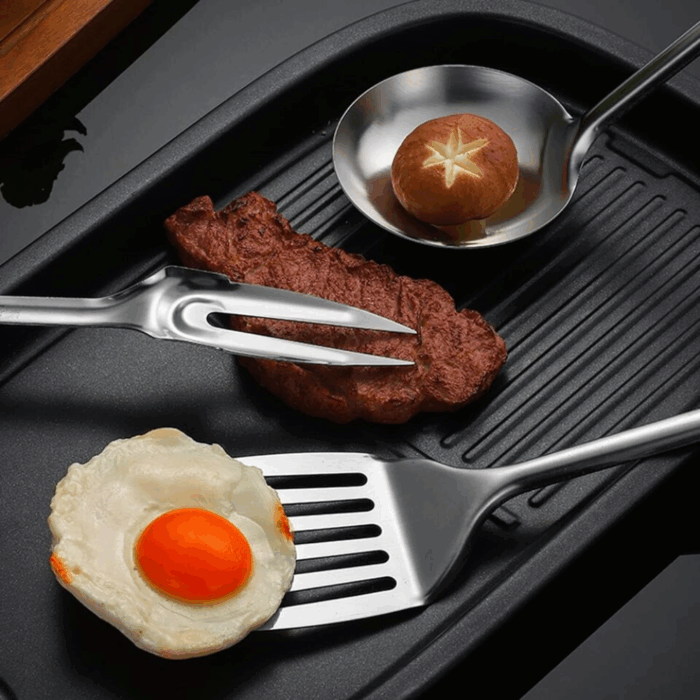 Set 6 Pezzi da Cucina Stand in Acciaio Inox Mensili Utensili per la Casa
