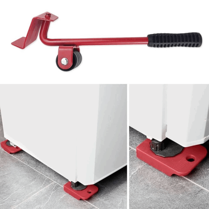 Kit Sollevatore Mobili o Lavatrice con Piastra a Ruote per Sollevamento Pesi fino a 150 Kg