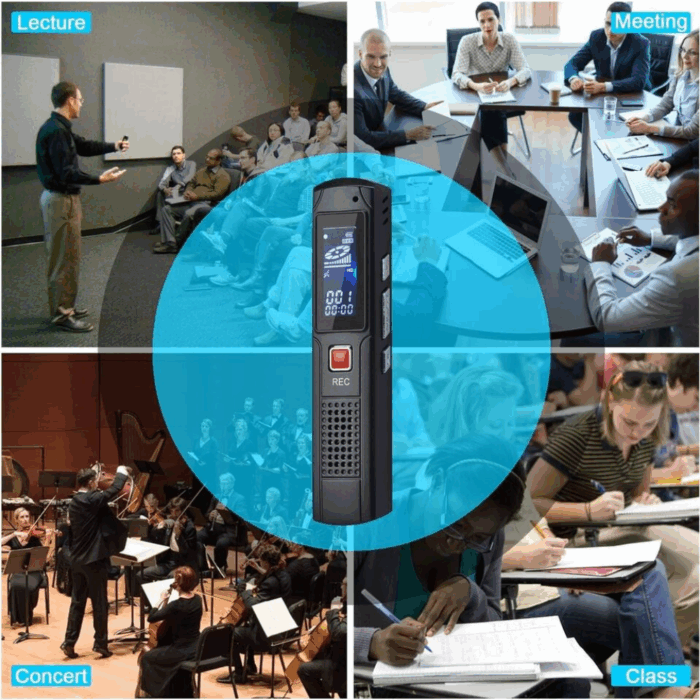 Registratore Vocale 16Gb Portatile Mp3 con Cuffie - Mini Audio Recorder LCD
