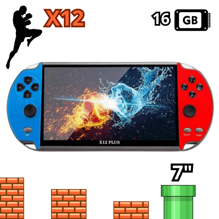 X12 Console di Gioco 7 Pollici 16Gb di Memoria, Portatile con Giochi, Schermo HD LCD Gameboy