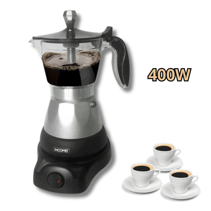Caffettiera Elettrica 400W 3 Tazze per Caffè Macinato, Moka