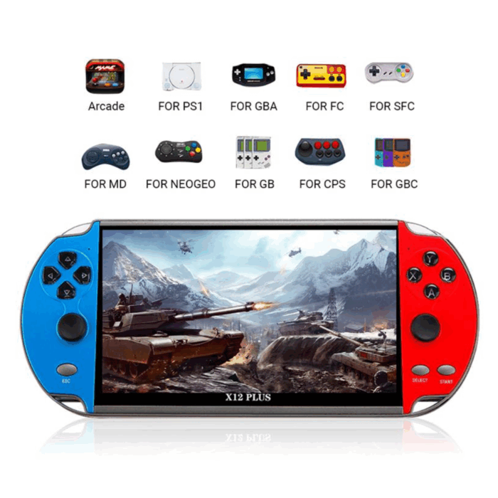 X12 Console di Gioco 7 Pollici 16Gb di Memoria, Portatile con Giochi, Schermo HD LCD Gameboy